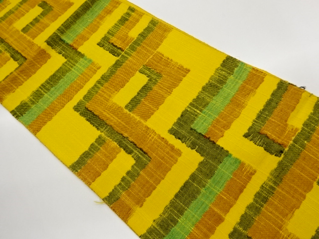 JAPANESE NAGOYA OBI / TSUMUGI / WOVEN GEOMETRIC